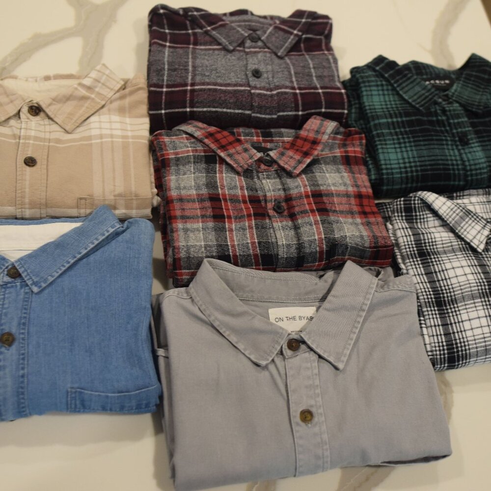 Lot of (Sz M) PacSun On The Byas Men's Long Sleeve Button Up Longer Fit Length